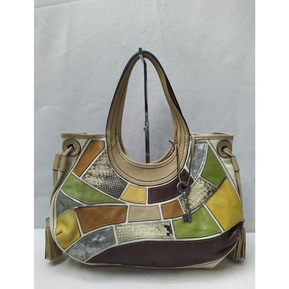Fossil Fifty Four Patchwork Multicolor Leather Hobo Shoulder Bag - Picture 1 of 16